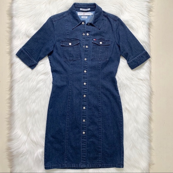 SOLD-Tommy Hilfiger Snap Front Denim Dress - Picture 5 of 8